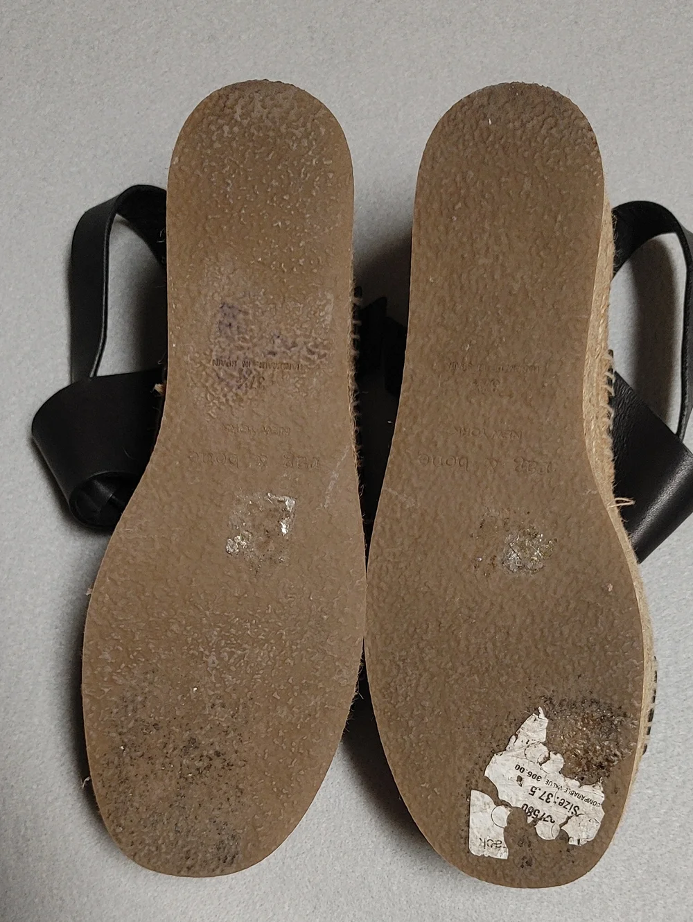 Rag & Bone August Espadrille Platform Black Strappy Sandals Size 37.5
